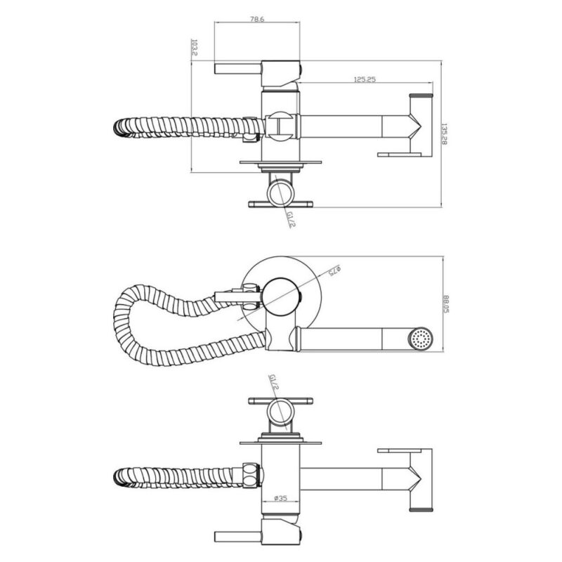 Scudo Integrated Douche Valve Gunmetal