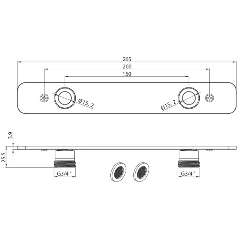 Scudo Bar Valve Easy Kit Fixing Plate Chrome