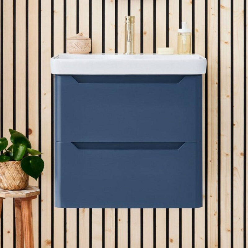 Scudo Ella 500mm Floor Mounted Vanity Unit & Basin Matt Twilight Blue