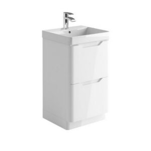 Scudo Ella 500mm Floor Mounted Vanity Unit & Basin Gloss White