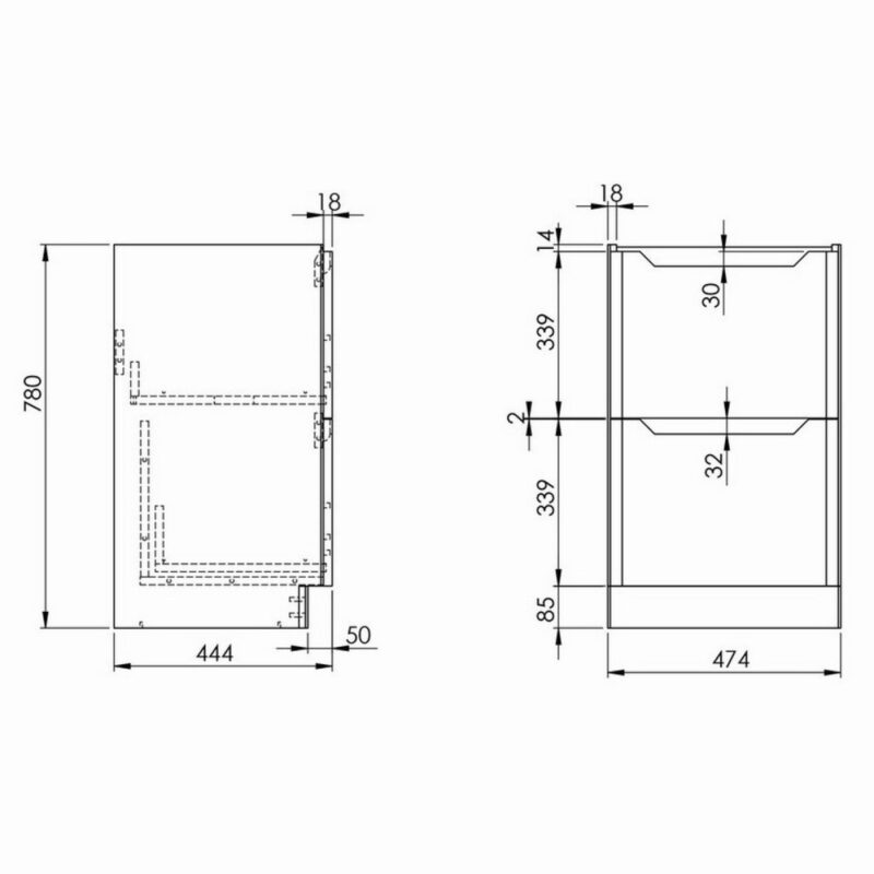 Scudo Ella 500mm Floor Mounted Vanity Unit & Basin Gloss White