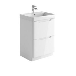 Scudo Ella 600mm Floor Mounted Vanity Unit & Basin Gloss White