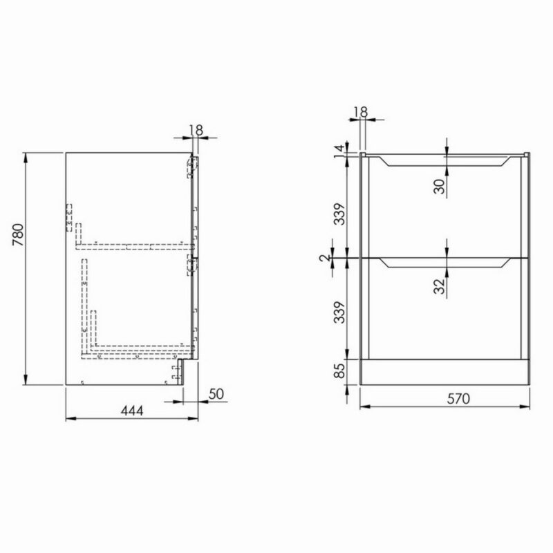 Scudo Ella 600mm Floor Mounted Vanity Unit & Basin Gloss White