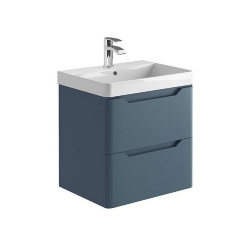 Scudo Ella 600mm Wall Hung Vanity Unit & Basin Matt Twilight Blue Scudo Ella 600mm Wall Hung Vanity Unit & Basin Matt Twilight Blue