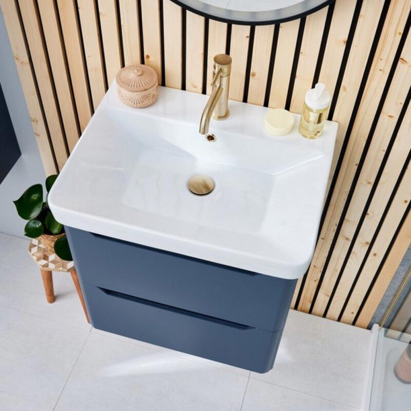 Scudo Ella 600mm Wall Hung Vanity Unit & Basin Matt Twilight Blue