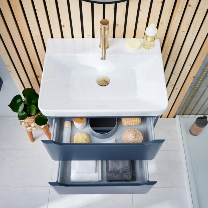 Scudo Ella 600mm Wall Hung Vanity Unit & Basin Matt Twilight Blue