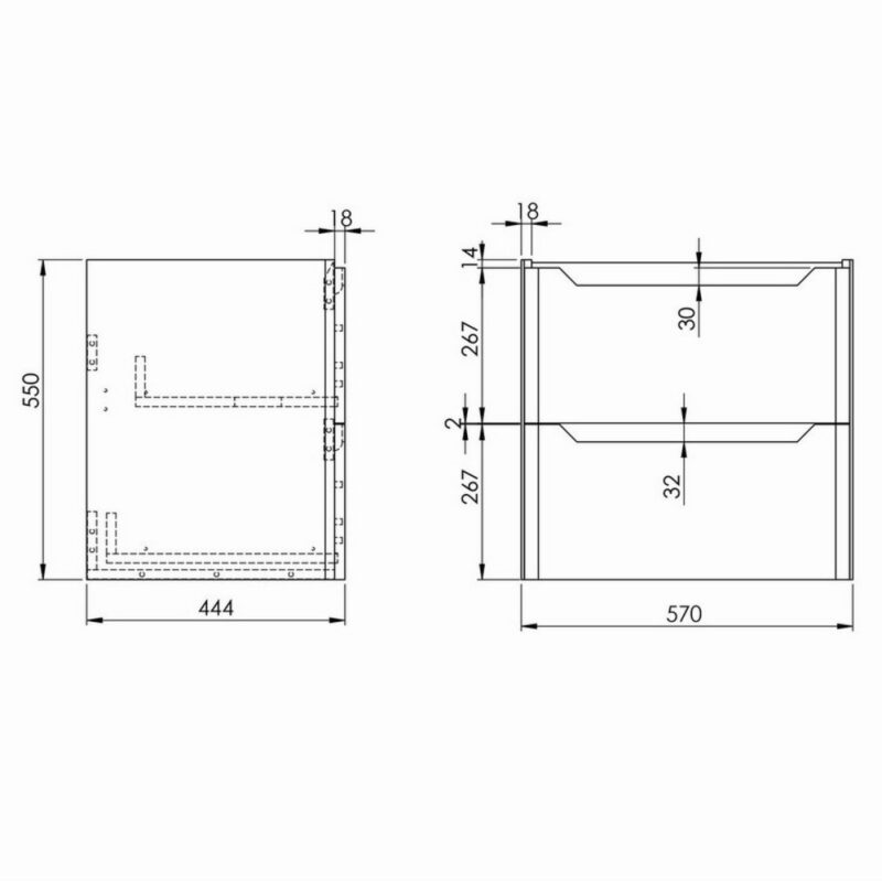 Scudo Ella 600mm Wall Hung Vanity Unit & Basin Gloss White