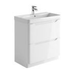 Scudo Ella 800mm Floor Mounted Vanity Unit & Basin Gloss White
