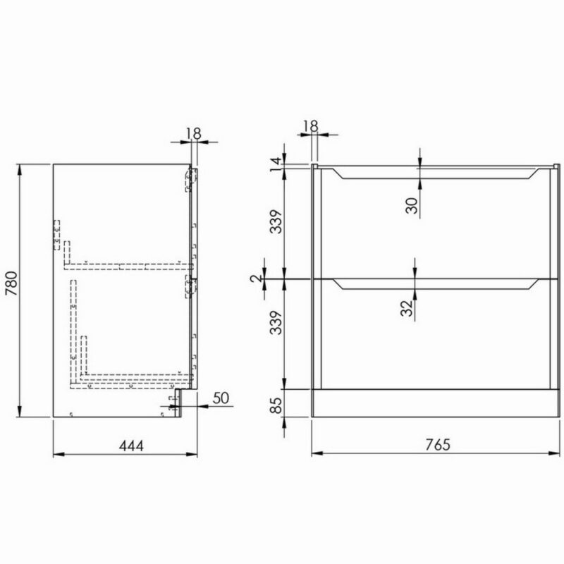 Scudo Ella 800mm Floor Mounted Vanity Unit & Basin Gloss White