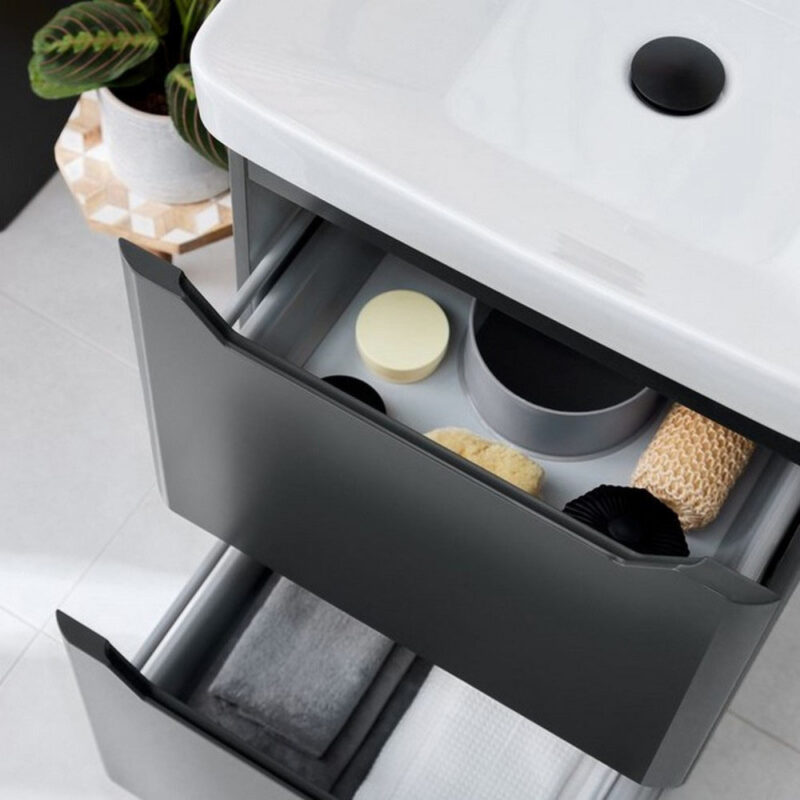Scudo Ella 800mm Wall Hung Vanity Unit & Basin Matt Anthracite