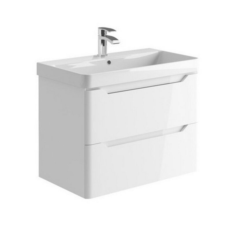 Scudo Ella 800mm Wall Hung Vanity Unit & Basin Gloss White Scudo Ella 800mm Wall Hung Vanity Unit & Basin Gloss White