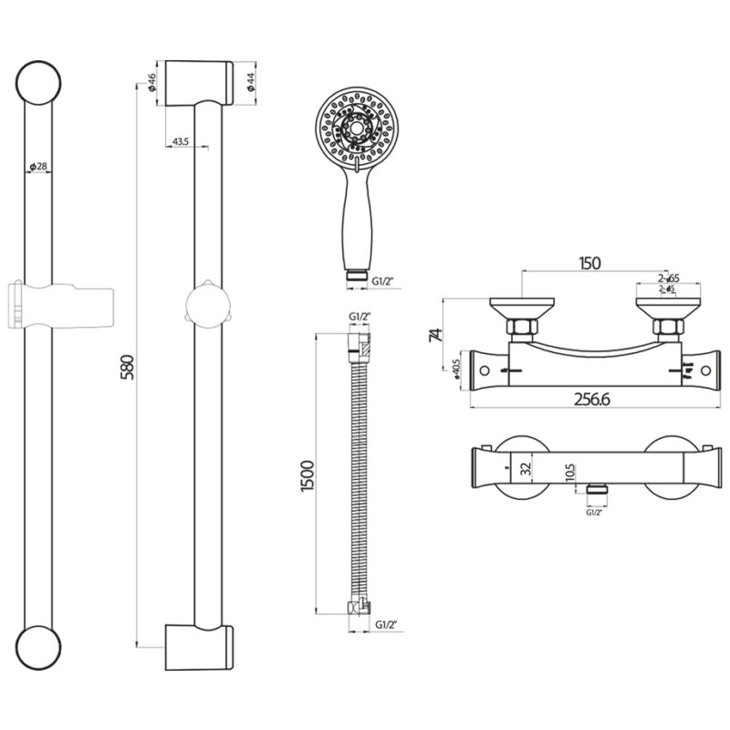 Scudo Round Brass Body Valve, Riser Kit & Fast Fix Brackets