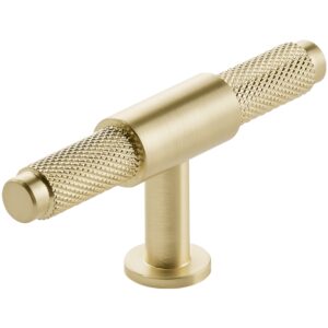 Scudo Knurled Brushed Brass T Bar Handle 95mm