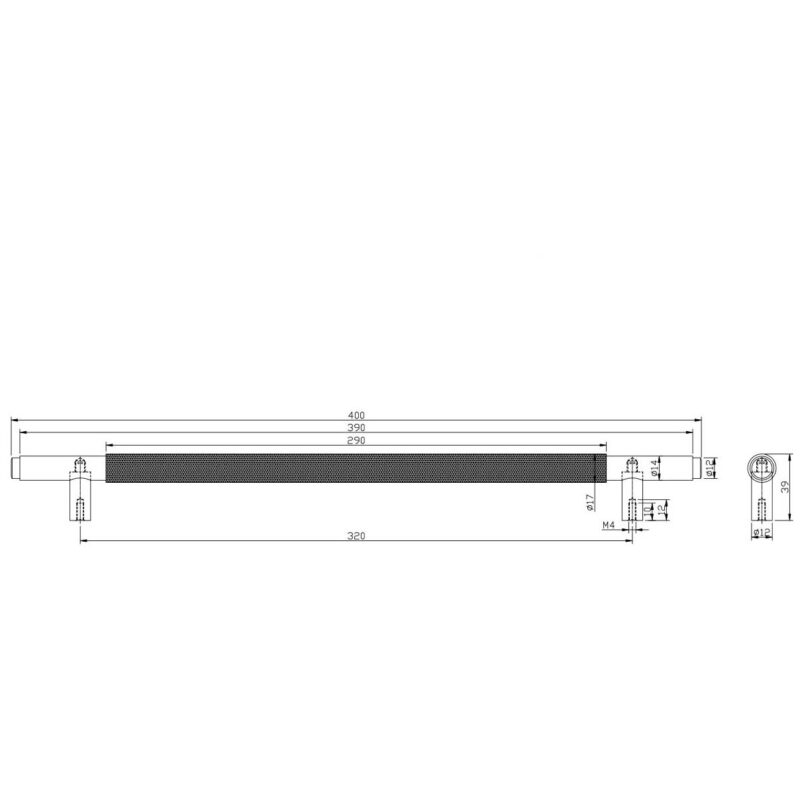 Scudo Knurled 400mm Handle Chrome