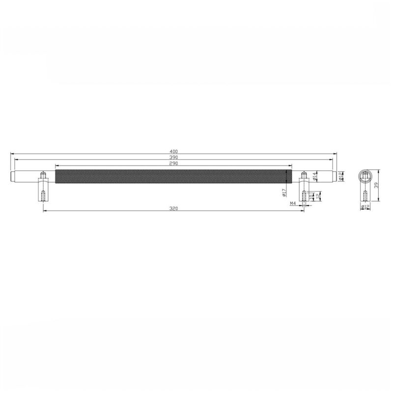 Scudo Knurled 400mm Handle Brushed Bronze