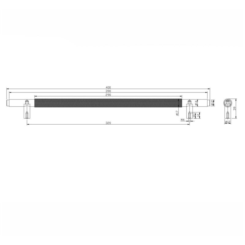 Scudo Knurled 400mm Handle Brushed Brass