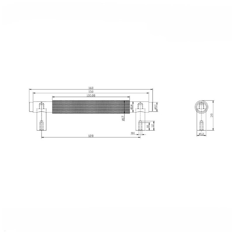Scudo Knurled 160mm Handle Chrome