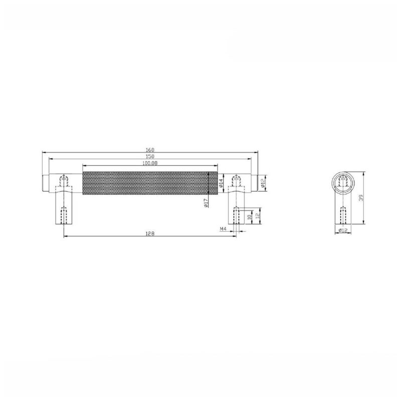Scudo Knurled 160mm Handle Brushed Brass