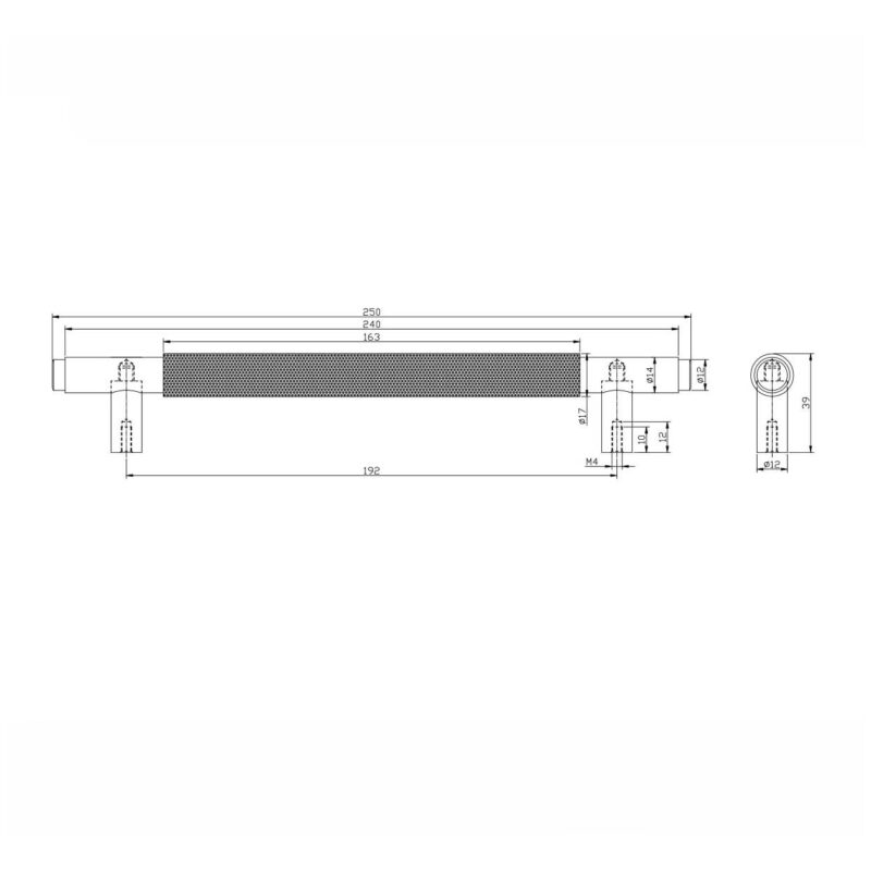 Scudo Knurled 250mm Handle Brushed Brass