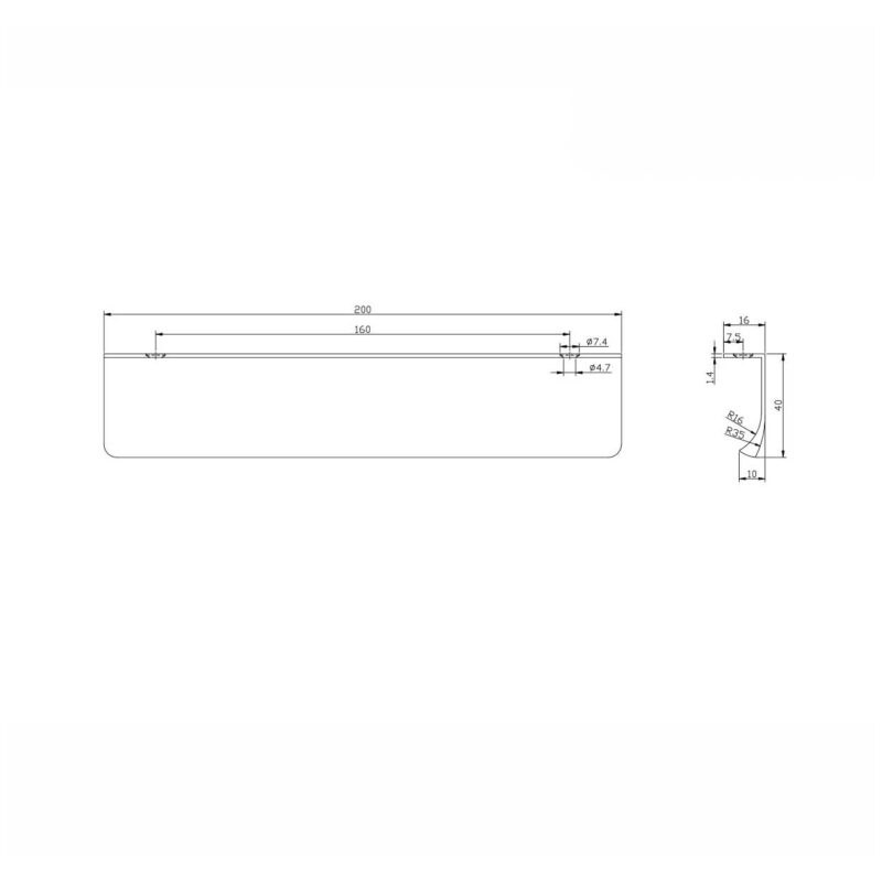 Scudo Flat 200mm Handle Black Black