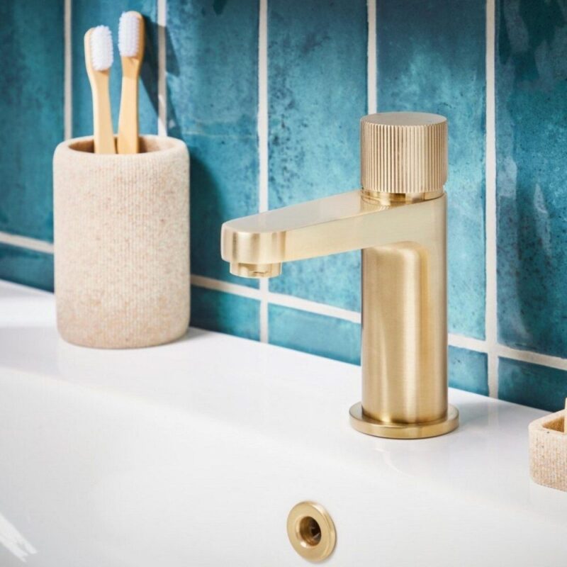Scudo Koko Mini Mono Basin Mixer Tap Brushed Brass