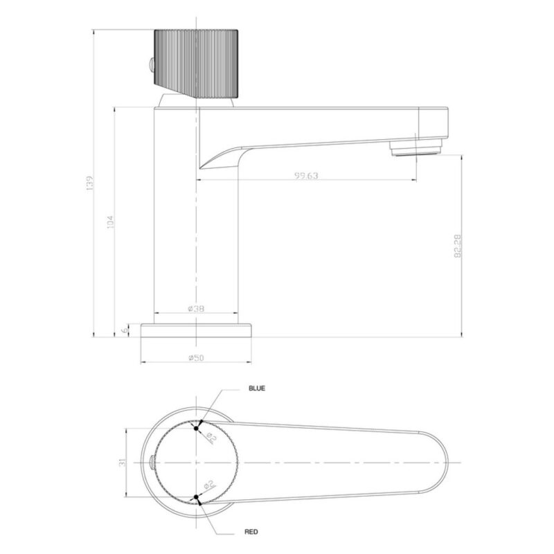 Scudo Koko Mini Mono Basin Mixer Tap Brushed Brass