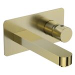 Scudo Koko Wall Basin Mixer Tap Brushed Brass