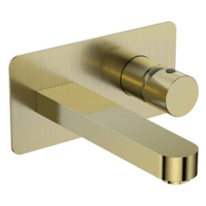Scudo Koko Wall Basin Mixer Tap Brushed Brass