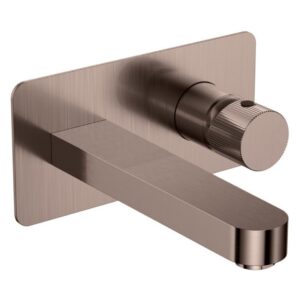 Scudo Koko Wall Basin Mixer Tap Brushed Bronze