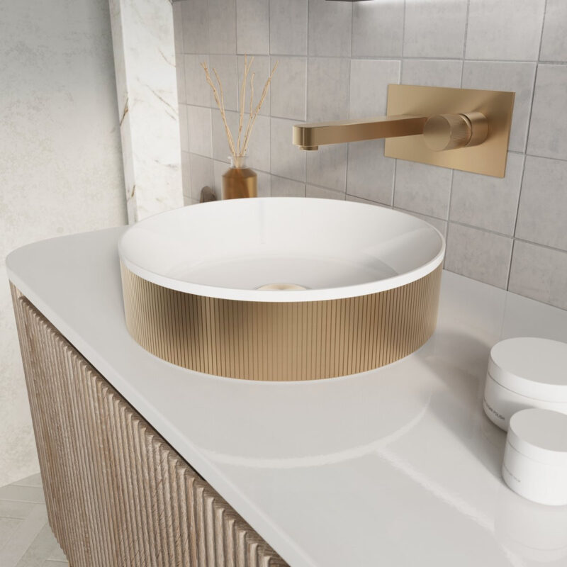 Scudo Koko Fluted Countertop Basin Brushed Brass