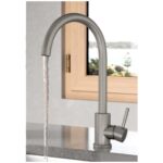 Scudo Manhattan Brushed Stainless Steel Kitchen Mixer Tap