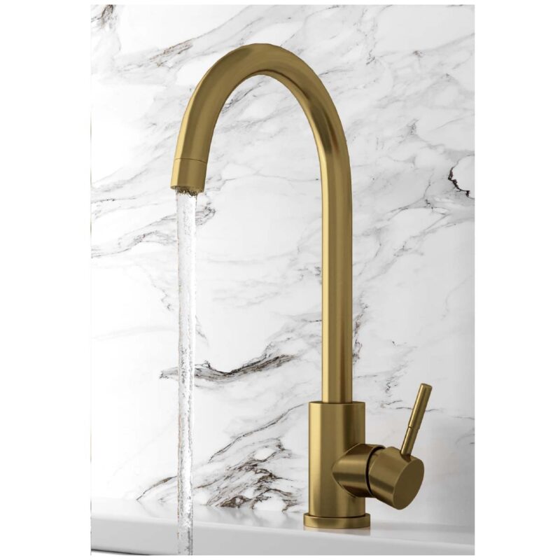 Scudo Manhattan Brushed Brass Kitchen Mixer Tap