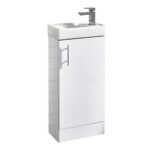 Scudo Lanza 400mm Floor Standing Cloakroom Vanity Unit & Basin Gloss White