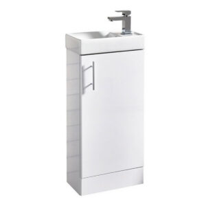 Scudo Lanza 400mm Floor Standing Cloakroom Vanity Unit & Basin Gloss White