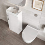 Scudo Lanza 400mm Floor Standing Cloakroom Vanity Unit & Basin Gloss White