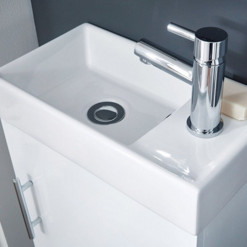 Scudo Lanza 400mm Floor Standing Cloakroom Vanity Unit & Basin Gloss White