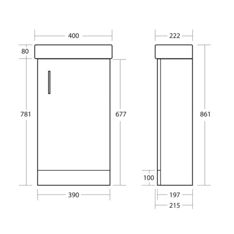 Scudo Lanza 400mm Floor Standing Cloakroom Vanity Unit & Basin Gloss White