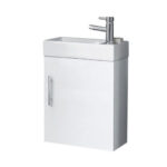 Scudo Lanza 400mm Wall Hung Cloakroom Vanity Unit & Basin Gloss White