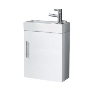 Scudo Lanza 400mm Wall Hung Cloakroom Vanity Unit & Basin Gloss White