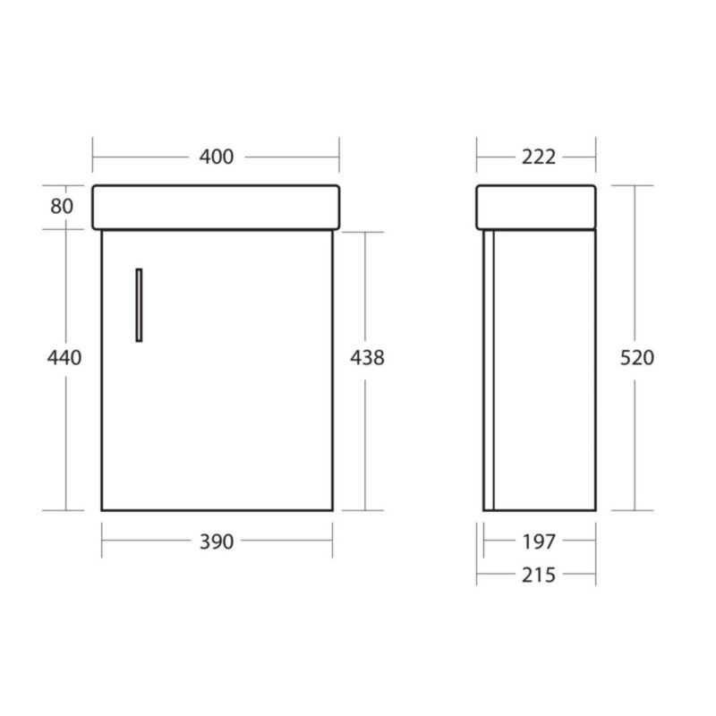 Scudo Lanza 400mm Wall Hung Cloakroom Vanity Unit & Basin Gloss White