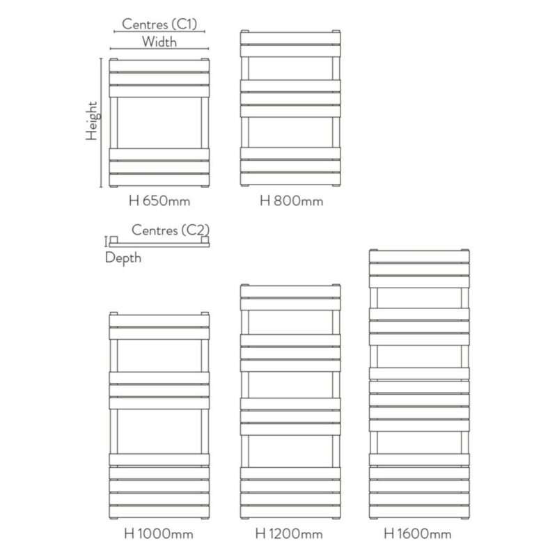 Scudo Life 1200 x 450mm Towel Radiator Black
