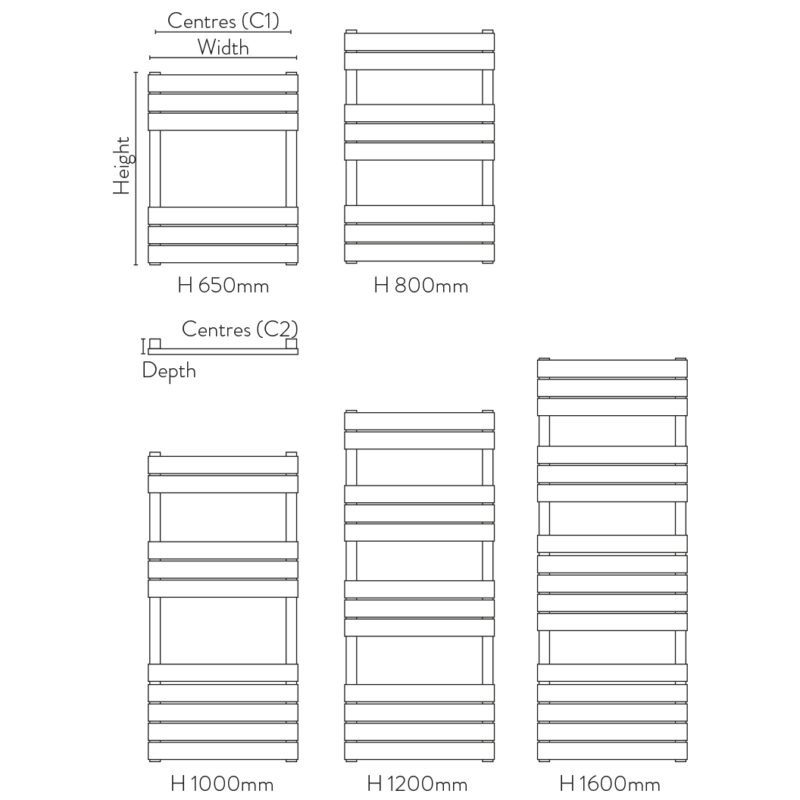 Scudo Life Anthracite Towel Radiator 600 x 1200mm
