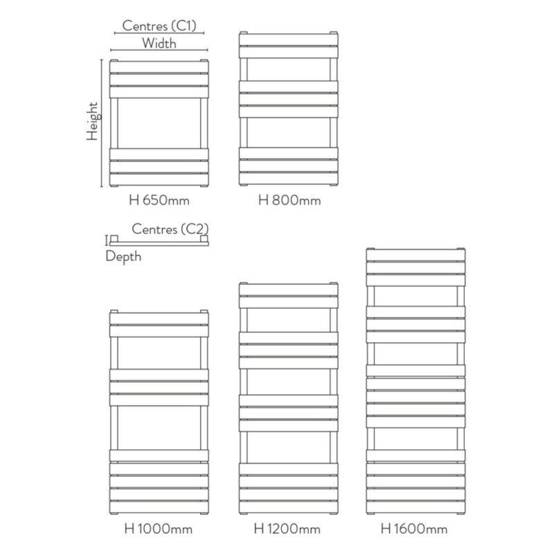 Scudo Life 1600 x 600mm Towel Radiator Anthracite