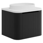 Scudo Linea Curve 600mm Matt Black Wall Hung Vanity Unit & Basin