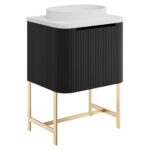 Scudo Linea Curve 600mm Matt Black Wall Hung Vanity Unit & Basin