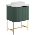 Scudo Linea Curve 600mm Reed Green Wall Vanity Unit with Basin & Frame