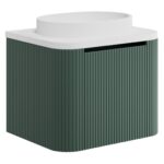 Scudo Linea Curve 600mm Reed Green Wall Hung Vanity Unit & Basin