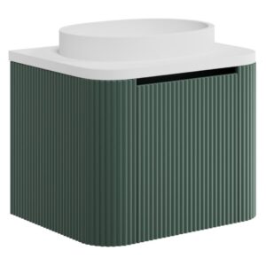Scudo Linea Curve 600mm Reed Green Wall Hung Vanity Unit & Basin
