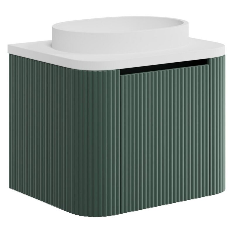 Scudo Linea Curve 600mm Reed Green Wall Hung Vanity Unit & Basin Scudo Linea Curve 600mm Reed Green Wall Hung Vanity Unit & Basin