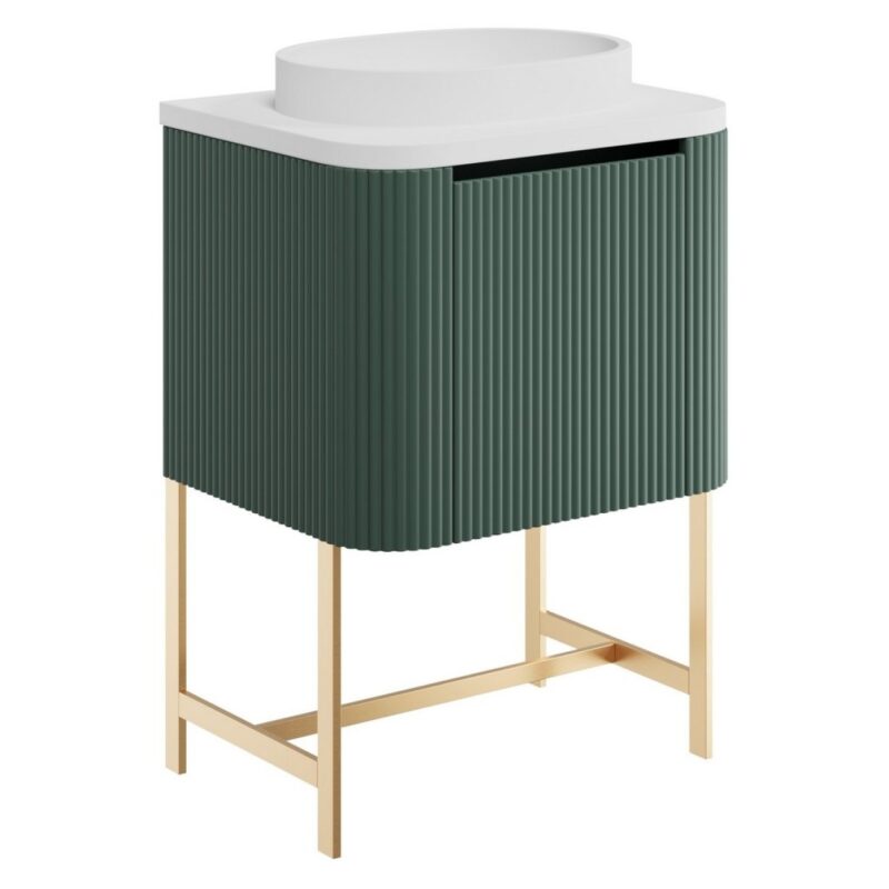 Scudo Linea Curve 600mm Reed Green Wall Hung Vanity Unit & Basin